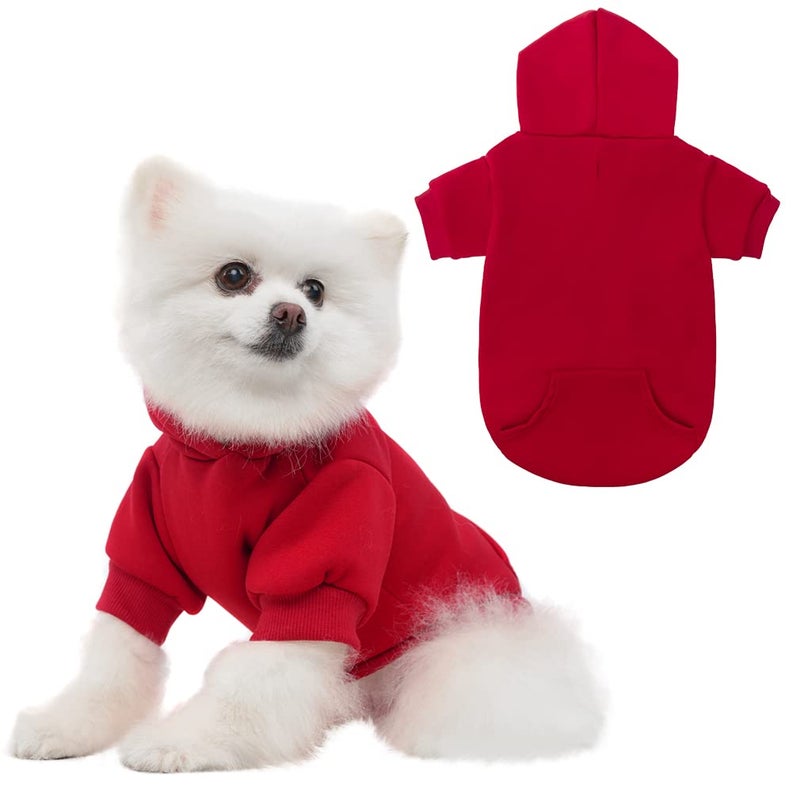 KOOLTAIL Basic Dog Hoodie - Soft and Warm Dog Hoodie Sweater with Leash Hole and Pocket, Dog Winter Coat, Cold Weather Clothes Sweatshirt for Small Medium Large Dogs Puppy Cat Boys Girls Red M - Image 1